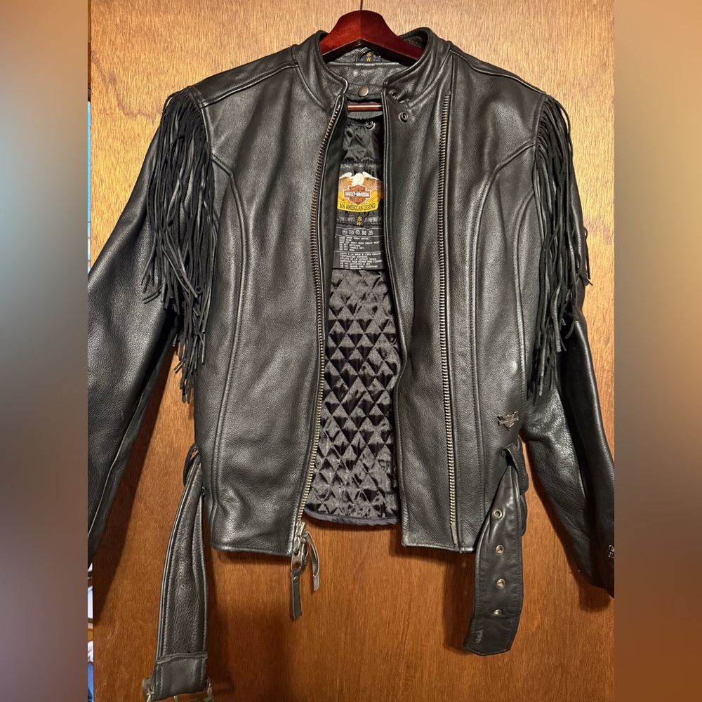 Harley-Davidson Black Leather Fringe Jacket